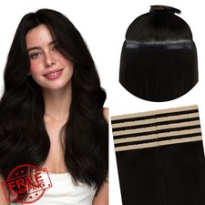 GOO GOO Jet Black Tape In Hair Extensions, 16 inch 10pcs 50g