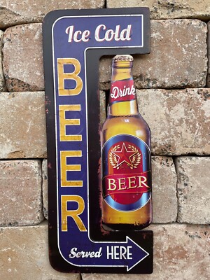 Blechschild Cold Beer 53 cm Deko USA Bier American Bar Club Kneipe 3D Kitchen