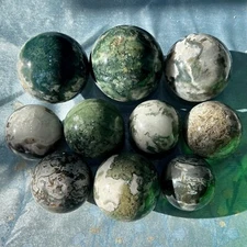 Natural Moss Agate sphere Quartz Crystal geode decoration