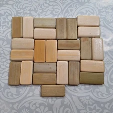 Jewelry Supply Wood Bamboo Beads Wood Tiles Drilled Holes Lot of 25 Crafting