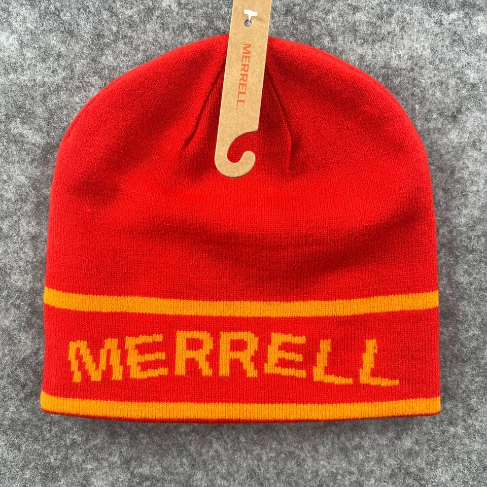 Gorro Merrell Reversible Rojo Gris Nuevo con Etiquetas Adulto Unisex Talla Única Skullie Calavera Gorra Foto 3 de 4