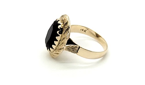 VINTAGE CARVED FEATHER DESIGN 14K SOLID GOLD SOLITAIRE 2 CT. AMETHYST RING,6 1/4 - Picture 4 of 11