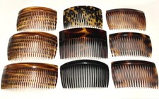 Large Long Hair Side Comb Pin Wavy Straight Teeth Black Brown Made in France
