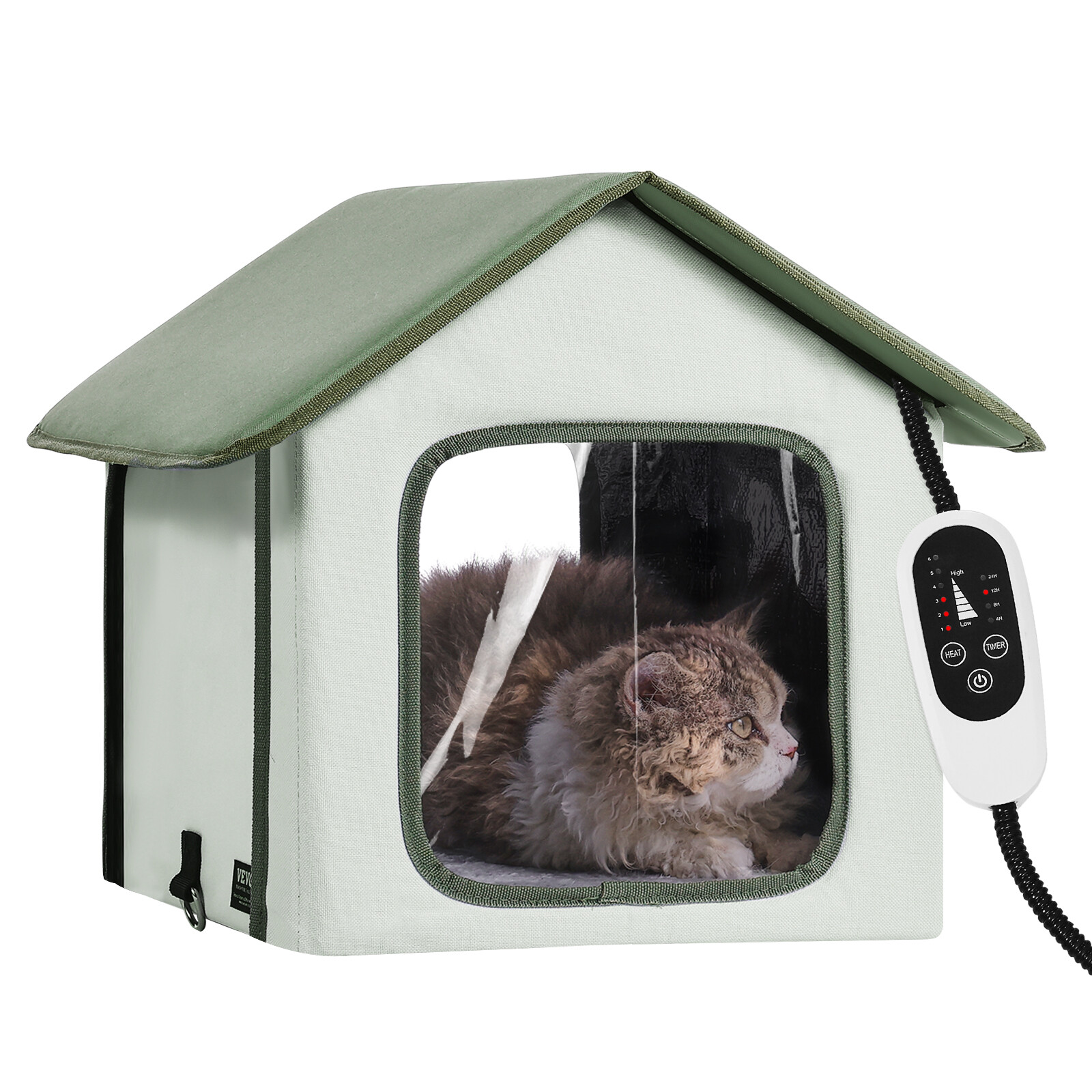 Niche chat extérieur chauffée VEVOR avec coussin chauffant et structure surélevée S