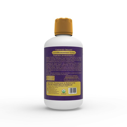 NaturalJuices Organic Certified Love Mangosteen Ultra (946mL) 100% MANGOSTEEN - Picture 2 of 3