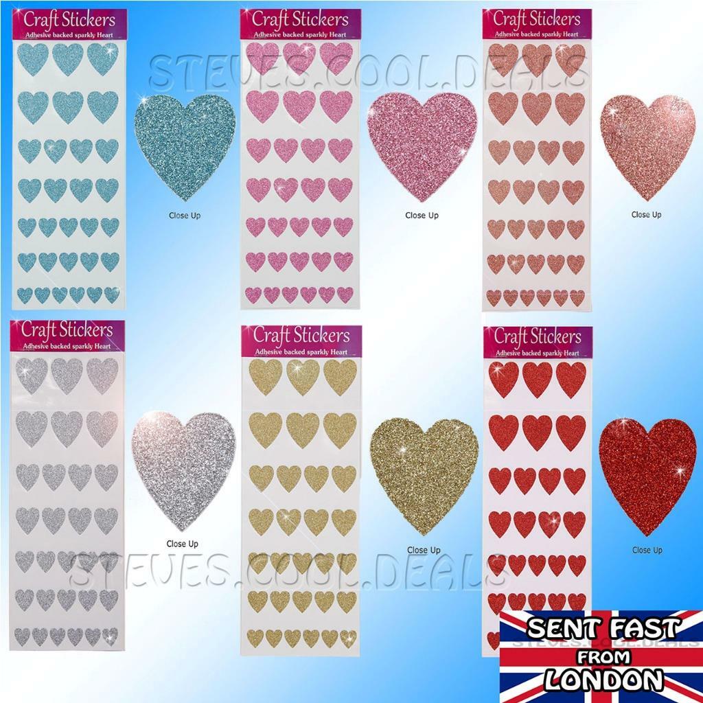 Heart Glitter Stickers Cute Assortment Craft Card Party Wedding Peal off Sheet eBay