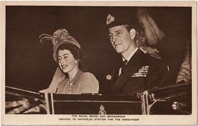  Original alte POSTKARTE_Wedding_HONEYMOON_1947_PRINCESS_ELIZABETH_Prince_Philip