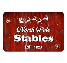 Personalized Christmas North Pole Sign 8" x 12" Aluminum Door Wreath Wood Print