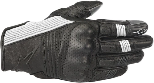 Mustang V2 Leather Motorcycle Gloves Black/White Large Alpinestars 3566118-12-L