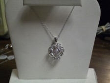 925 Sterling Silver Ladies Necklace w/Dancing Diamond Pendant   3.9 grams