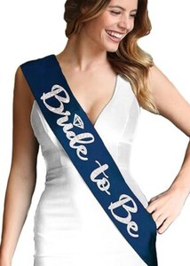 Navy Blue Rhinestone Bride to Be Sash
