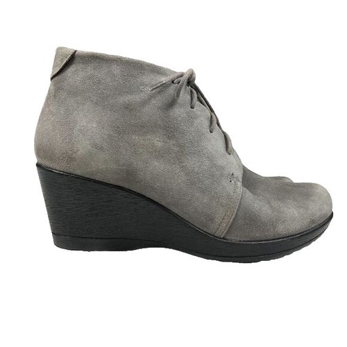 Dansko Maria Milled Nubuck Gray Zip Up Ankle Booties Sz 37 Shoes