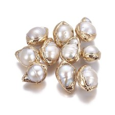 5Pcs Golden Natural Cultured Freshwater Baroque Keshi Pearl Beads 15 26x12x11mm