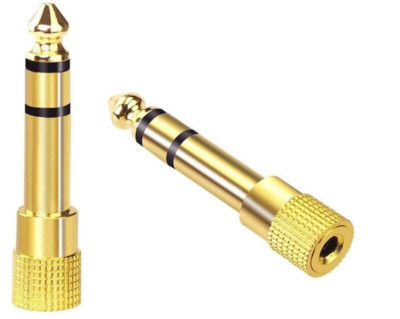 Adaptador de conector de audio estéreo macho de 6,35 mm a hembra de 3,5 mm NUEVO