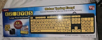 EZ Eyes Keyboard Large Print USB Keyboard PC & MAC 4x Larger Letters Hi ...