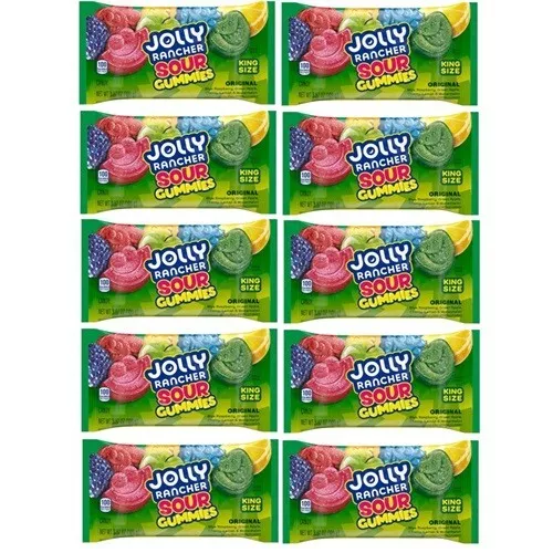 935263 10 x 109g BAG JOLLY RANCHER ORIGINAL SOUR GUMMIES KING SIZE SHARE SIZE