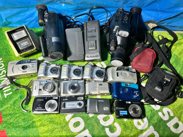 Stock Lot of 15 Pieces 13 Cameras and 2 Vintage Camcorders-