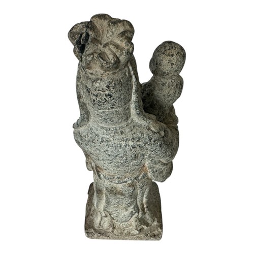 Antique Chinese Shou Lao Longevity Deity God Carved Stone Statue with Child - Picture 12 of 13