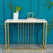 Mesa consola de acento marco de metal dorado para pasillo entrada sala de estar