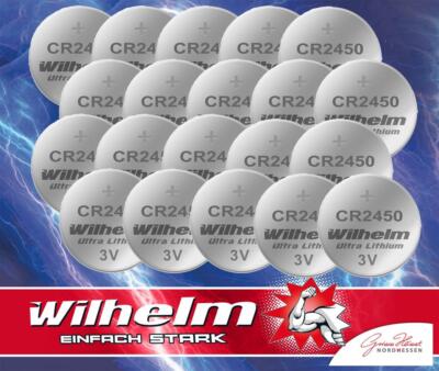 25 x Wilhelm CR2450 Lithium Knopfzelle 3V 600mAh ø24,5x5,0mm Blister