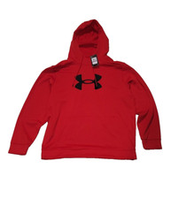 NWT Under Armour Fleece Big Logo Red Hoodie Men's 2XL Loose