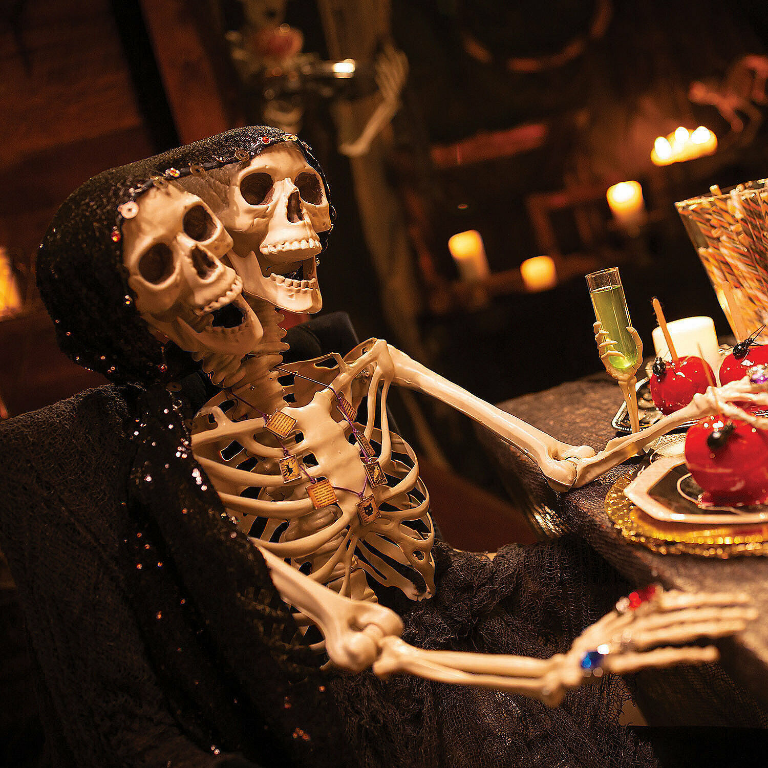 Two-Headed Life-Size Posable Skeleton Halloween Decoration - Picture 4 of 4