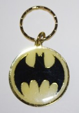 DC Comics Batman Bat Signal Bat Logo Metal Enamel Key Chain 1988 NEW UNUSED
