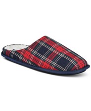 Club Room Mens Jake Plaid Slippers  Red Blue  Size Medium 8-9 