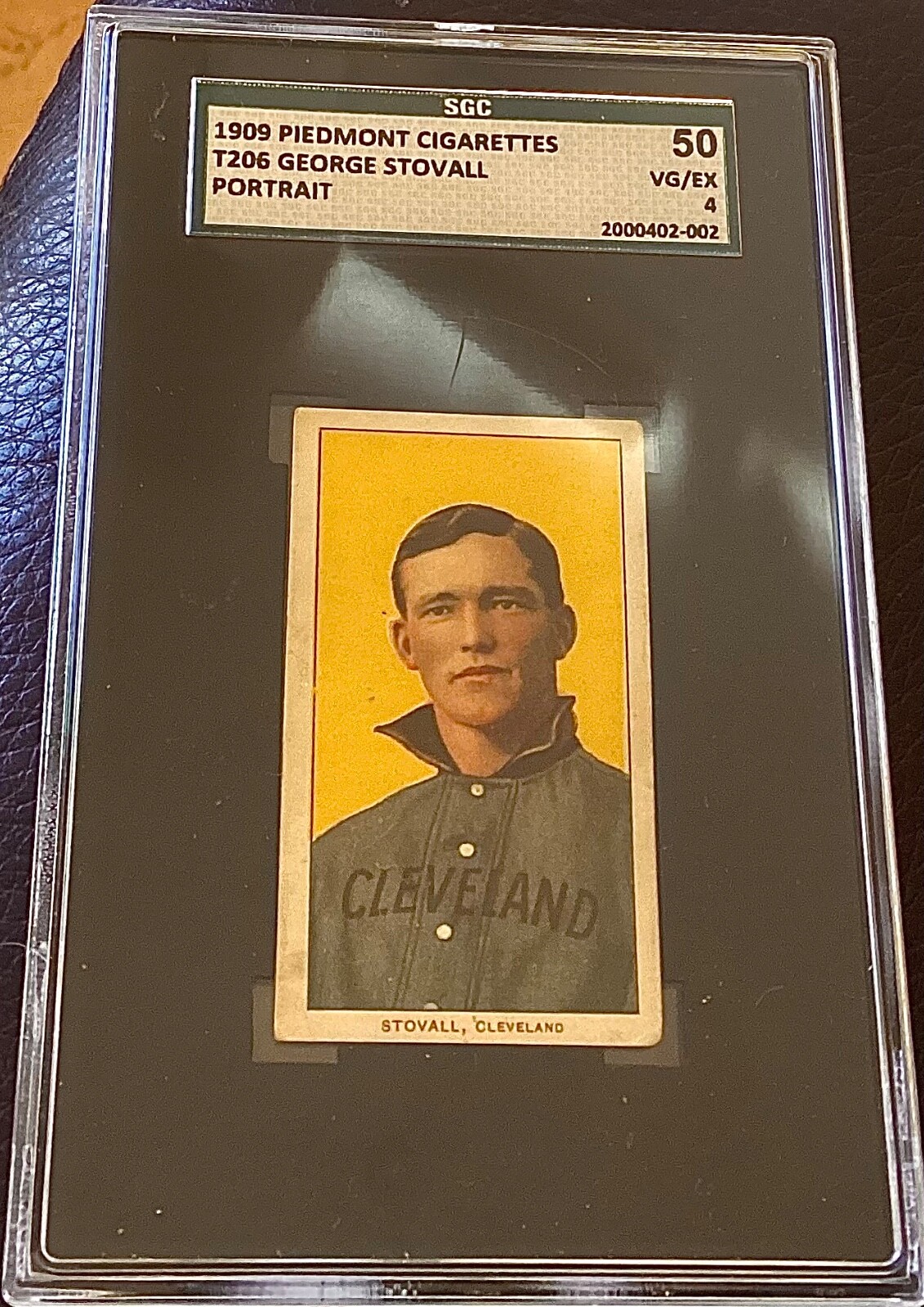 1909-11 T206 White Border George Stovall Portrait Piedmont Cleveland SGC 4 VG-EX