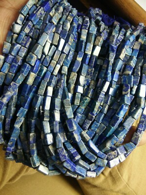  5 STRANDS LOT LAPIS LAZULI RECTANGLE SMOOTH GEMSTONE 5-6 MM BEADS 13'' STRANDS