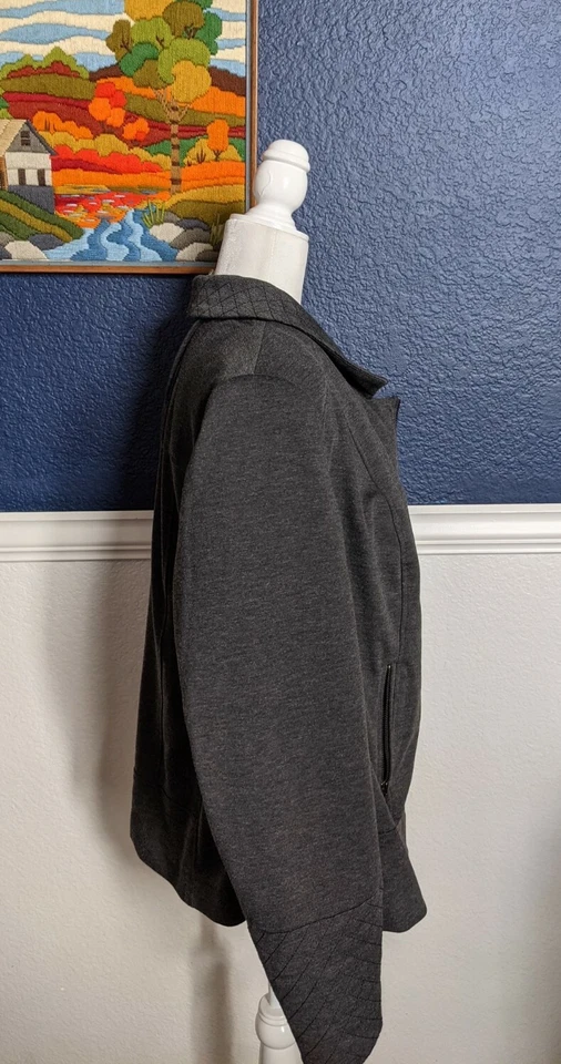 Sejour Nordstrom Gray Moto Zip Blazer Jacket PLUS Size 16 Wide Extra Extra Large - Image 4 of 4