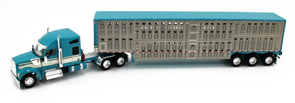 DCP 1:64 *AQUA & CREAM* Kenworth W990 High Roof & WILSON LIVESTOCK TRAILER NIB - Image 2 of 4