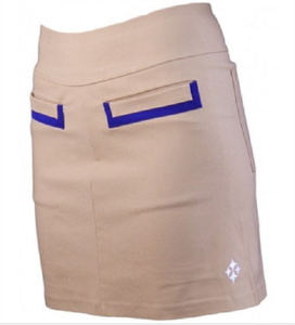 Women's Jofit Khaki Slimmer Skort w/ Navy Blue Accents Stretch Golf Skort NWT | eBay