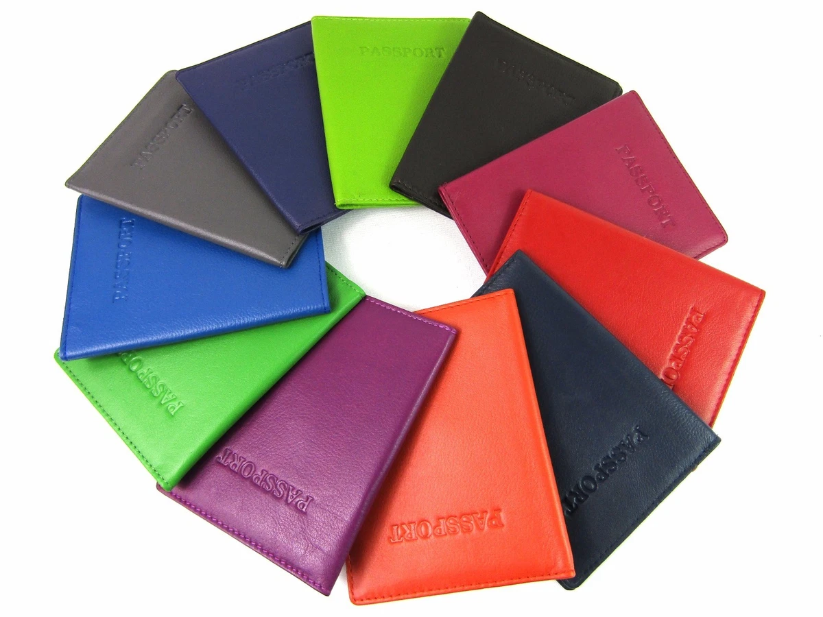Real Leather Passport Cover Holder Travel Protector Wallet Document Folder RFID