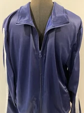 Pro Player Navy Track Jacket Sz. L, front zip, white accent stripes on sleeves
