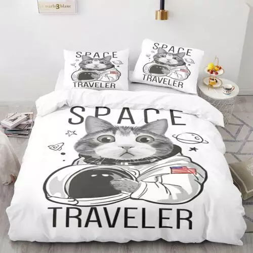 Cats Quilt Duvet Cover Pillowcase Pets Bedding Set Single Double King Size Hot - Picture 55 of 63