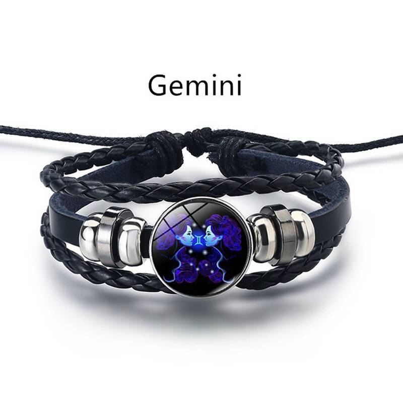 JCZR.Y Crescent Moon & Constellation Necklace & Bracelet Set (Gemini) - Alloy Pendant, Leather Cord, 2-Piece Jewelry Gift - View #6