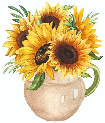 Sonnenblume Pflanzentopf Strauß mit Wildblume Wand Vinyl Aufkleber bl52