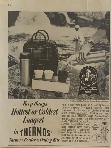 1962 Thermos Vacuum Bottles PRINT AD Break Resistant Stronglas Filler VTG 1960s - Picture 1 of 5