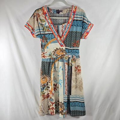 Vini Kawen Bohemian/Boho Dress Womens M Knee Length  Short Sleeve Fit and Flare
