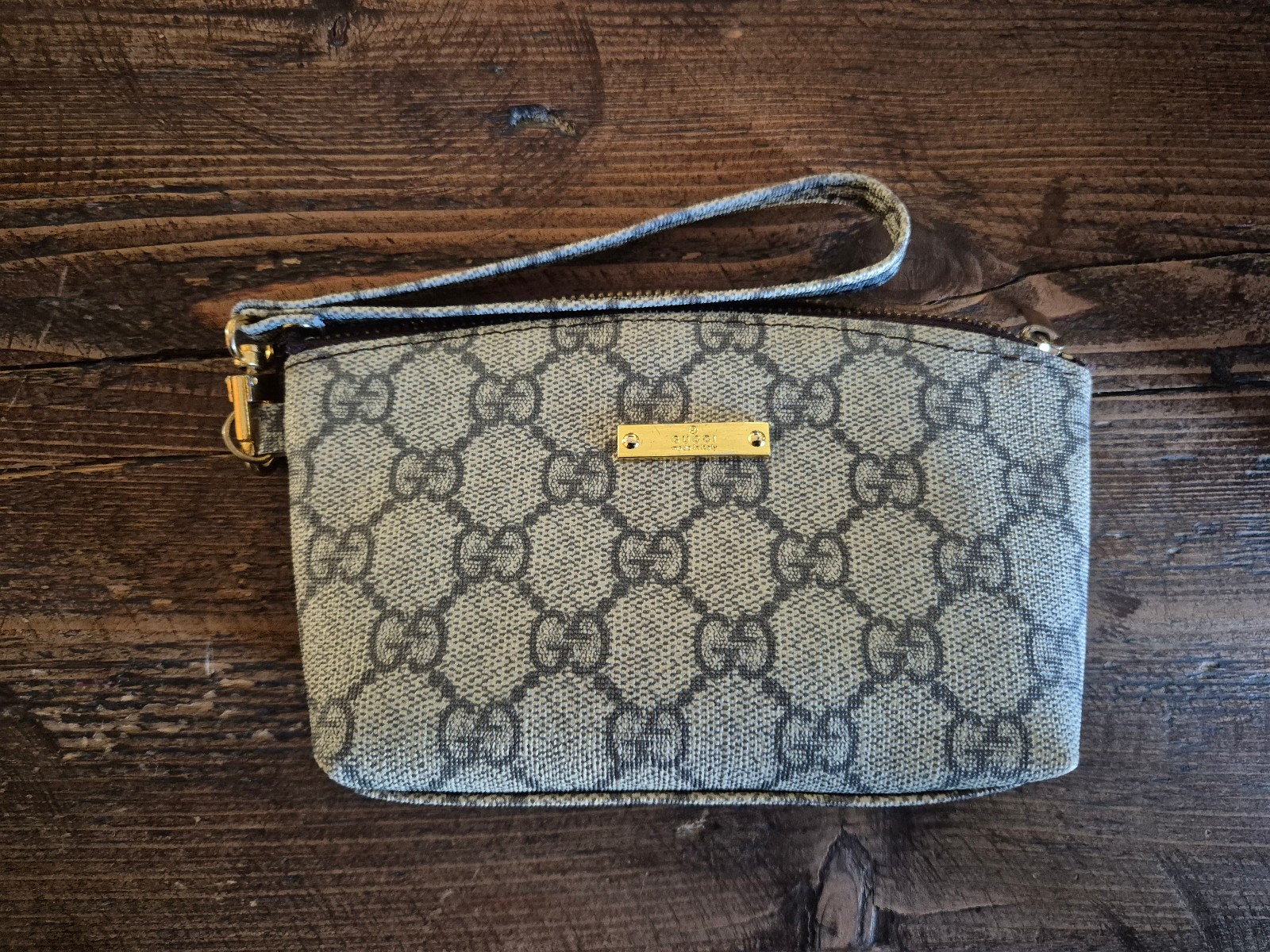 Gucci GG Supreme Wristlet Pouch, borsa per chiavi, portafoglio, pochette con zip, usato