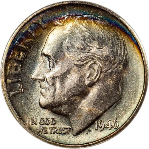 1946-S Roosevelt Dime - Obverse Album Toning - Very Choice BU!