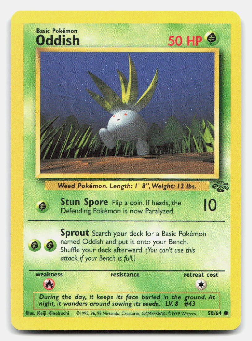 Oddish 58/64 Common Jungle Pokemon 1st Edition NM/LP