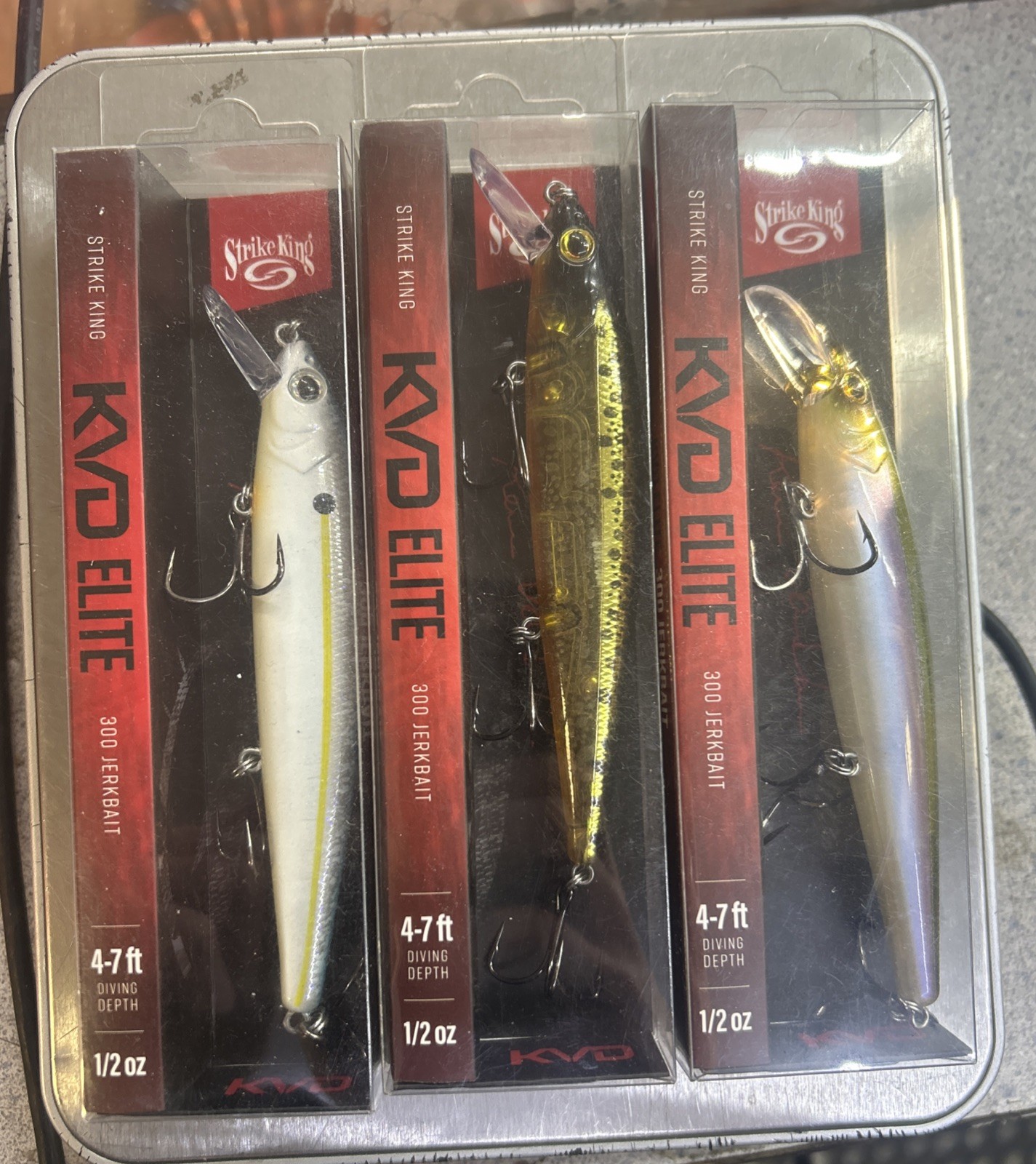 3x Strike King KVD Elite 300 Series Jerkbait - 4.75 Inches 1/2oz, New!! - Image 1