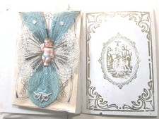 Antiker Taufbrief 1935/ Prunk-Patenbrief/ Taufe Jesu & Baby/ Blau-Silber #488