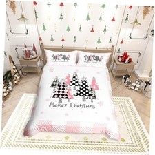 Christmas Kids Duvet Cover Set No Comforter Pink Plaid Xmas Queen Xmas 15