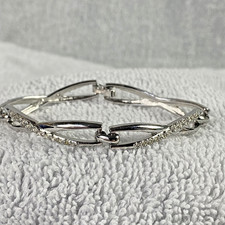 Swarovski Bracelet Womens Silver Tone Crystal X Link Hinged Jewelry Elegant Gift
