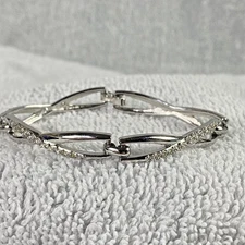 Swarovski Bracelet Womens Silver Tone Crystal X Link Hinged Jewelry Elegant Gift