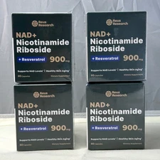 4-Pack Reus Research NAD+ Supplement 900mg Anti-Aging EXP 11/30/2026