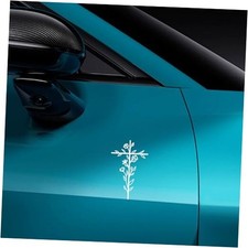 Cross Floral Car Sticker Decal, Christian Vehicle Window Sticker, Vinyl 1PC